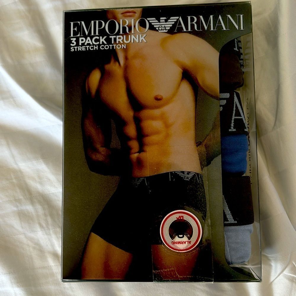 Emporio Armani 3pack trunk xl stretch cotton 3 colors black blue lig…